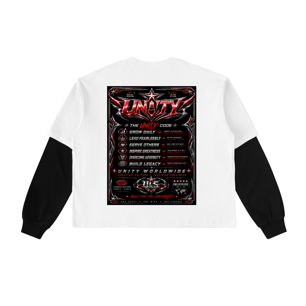 Layered Contrast Sleeve Cotton T-Shirt