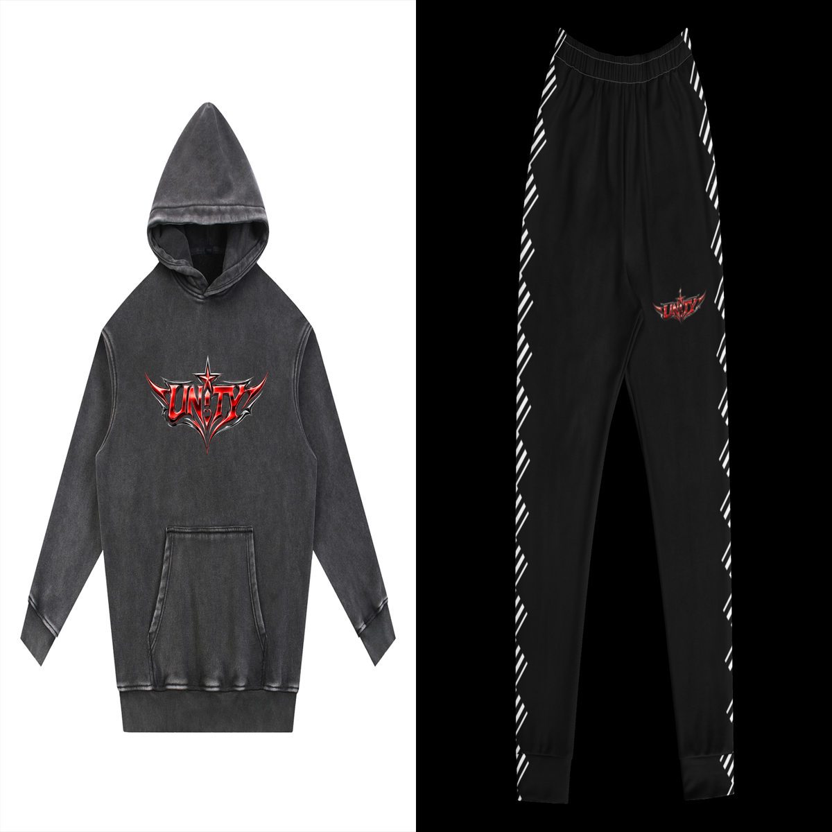 The Full Fit — Snow Wash Hoodie + Logo Pants by UNITY Love Studio
