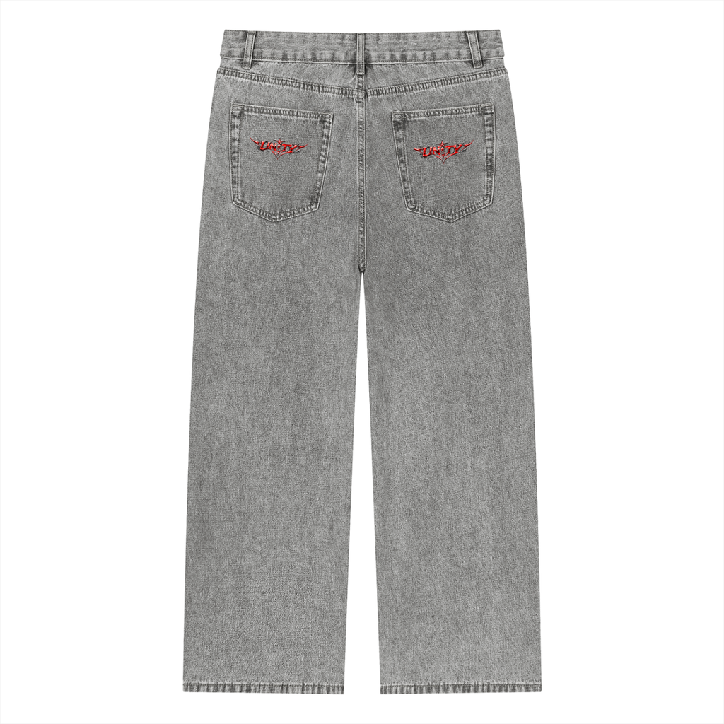 Vintage Wash Straight Leg Jeans